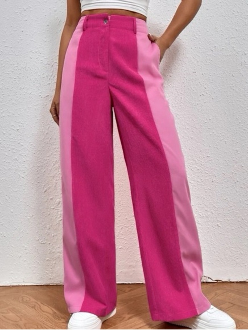 Two-Tone Pink Wide Leg Pants